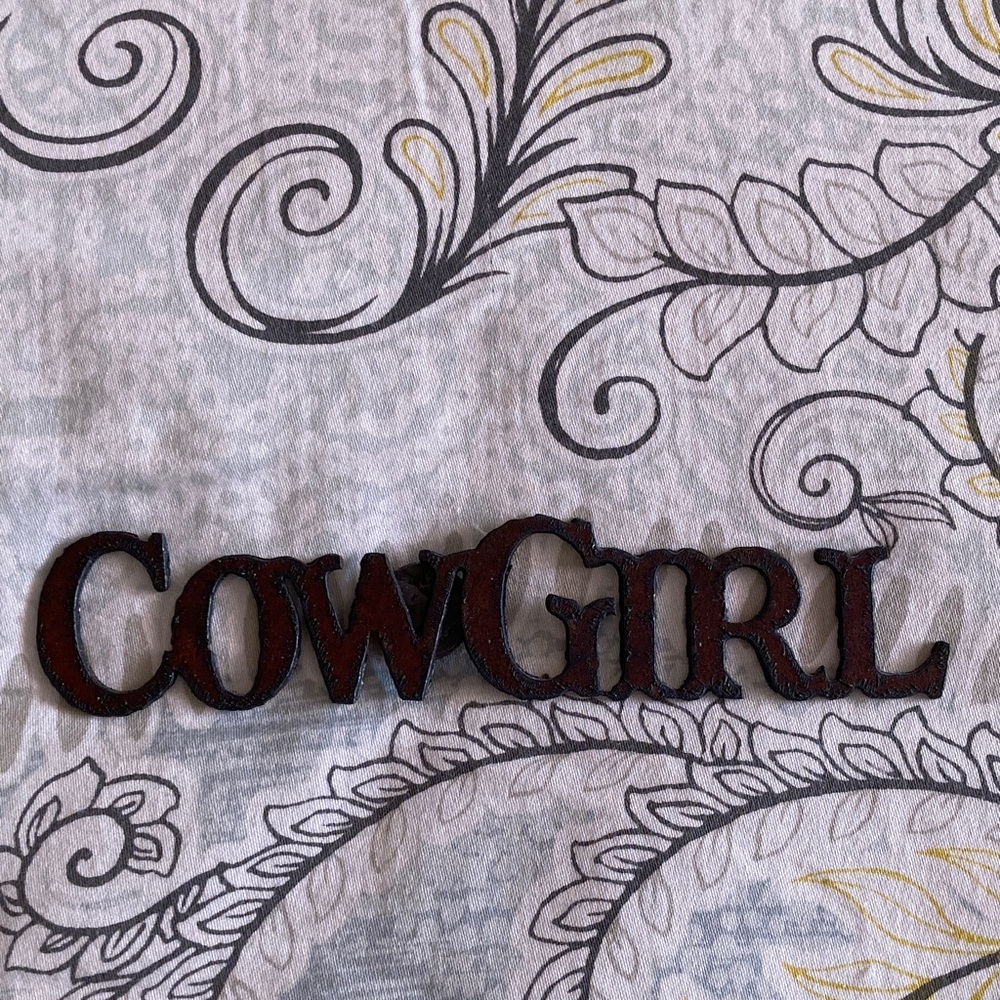 COWGIRL Arizona Script Rustic Metal Fridge Magnet